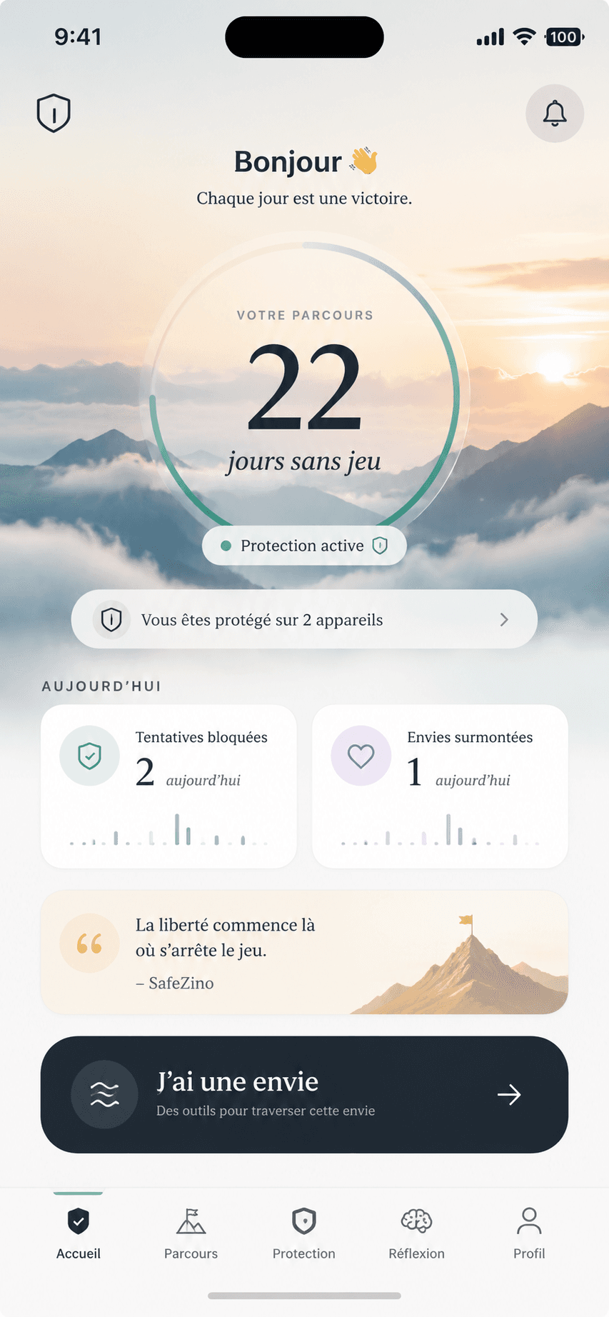 L'application Safezino sur iPhone